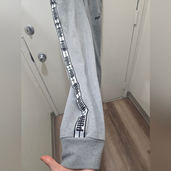 ​PUMA Gray Logo Tape Joggers - Picture 4 of 9